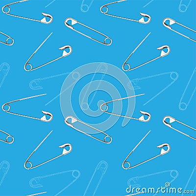 Vector seamless pattern of safe pins. Vector Illustration